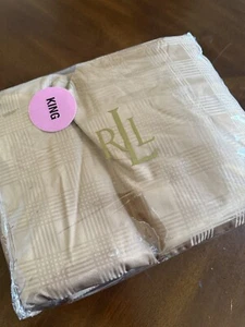 Lauren Suite by Ralph Lauren NEW KING COMFORTER COVER BROWN CHECKERED SELF RARE - Picture 1 of 11