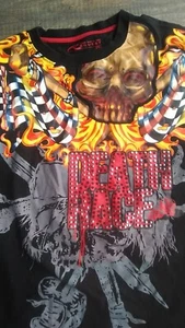 Death Race Shirt 2xl Racing in Hell Zähne blutend Zombie Totenkopf Nieten schwarz A3 - Bild 1 von 4