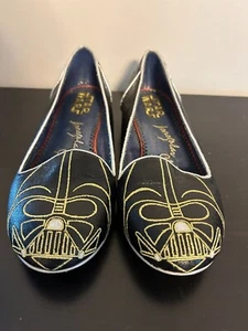 Irregular Choice STAR WARS Sz 8.5 Darth Vader Black Embroidered Flats Shoes - Picture 1 of 7