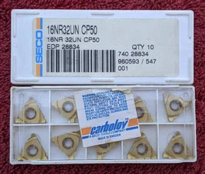 16 Stück neue Seco Carboloy 16NR32UN CP50 Hartmetall Gewindeeinsätze EDP 28834 - Bild 1 von 1