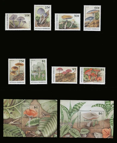 Barbuda #1083-1092 MNH CV$165.50 1990 Mushrooms [Mi1179-Mi1186 MiBl154-MiBl155] Cover