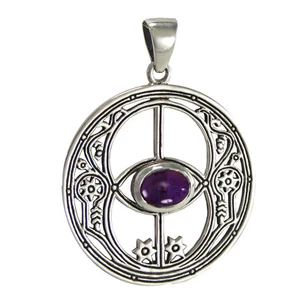 Sterling Silver Chalice Well Avalon Mystical Pendant Amethyst Gemstone Jewelry - Picture 1 of 1