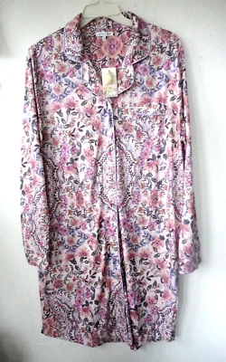 Johnny Was Woman's L Sleep shirt soft floral pima cotton modal notch collar NWT - Image 1 of 4