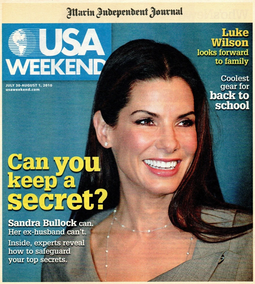 USA WEEKEND July 30-August 1 2010 Sandra Bullock Luke Wilson Back to School - Image 1 of 1