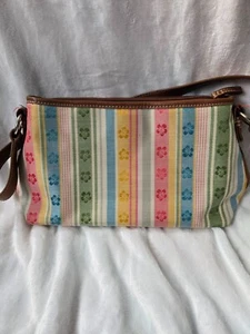 St. Johns Bay Multicolor Striped Shoulder Crossbody Bag With Brown Faux Leather - Picture 1 of 8