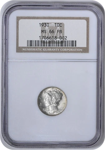 1930 Mercury Silver Dime MS66FB NGC Cover