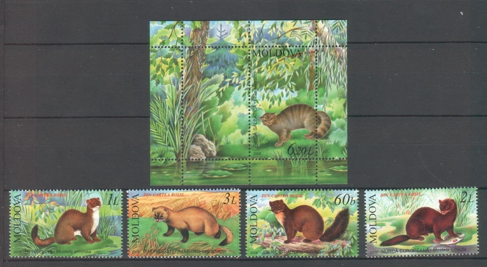 Moldova 2006 Fauna Animals 4 MNH stamps + Block - Image 1 of 1