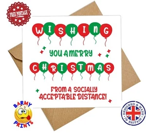 C233 MERRY CHRISTMAS SOCIAL DISTANCE LOCKDOWN FUNNY RUDE CHEEKY CHRISTMAS CARD - Picture 1 of 3