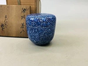Y6089 NATUME Kyo-ware Caddy container signed box Japan Tea Ceremony antique - Picture 1 of 17
