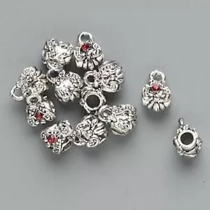 12 Antiqued Silver Slider Bead with Loop Made with Swarovski Siam Red Crystals * - Picture 1 of 1