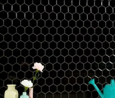 Case of Black Hexagon 11.63 "x 12.75"Glossy Porcelain Mosaic Tile 14.4 sq. ft. - Image 1 of 4