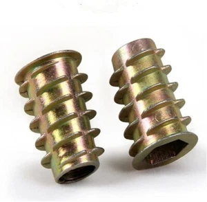 THREADED WOOD INSERT NUTS M4 M5 M6 M8 M10 HEX DRIVE SCREW FIXINGS TYPE D - Picture 1 of 1