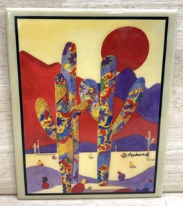 Diana Madaras Talavera Saguaro Cactus Western Desert Tile Art ArTile 9.5 x 7.5" - Picture 1 of 12