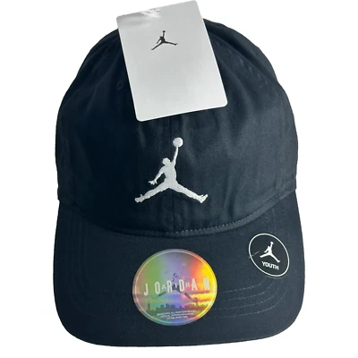 Nike Air Jordan Hat Jumpman Youth Strap Back Cap Age 8-20 Black/White 9A0570-F66 - Image 1 of 4