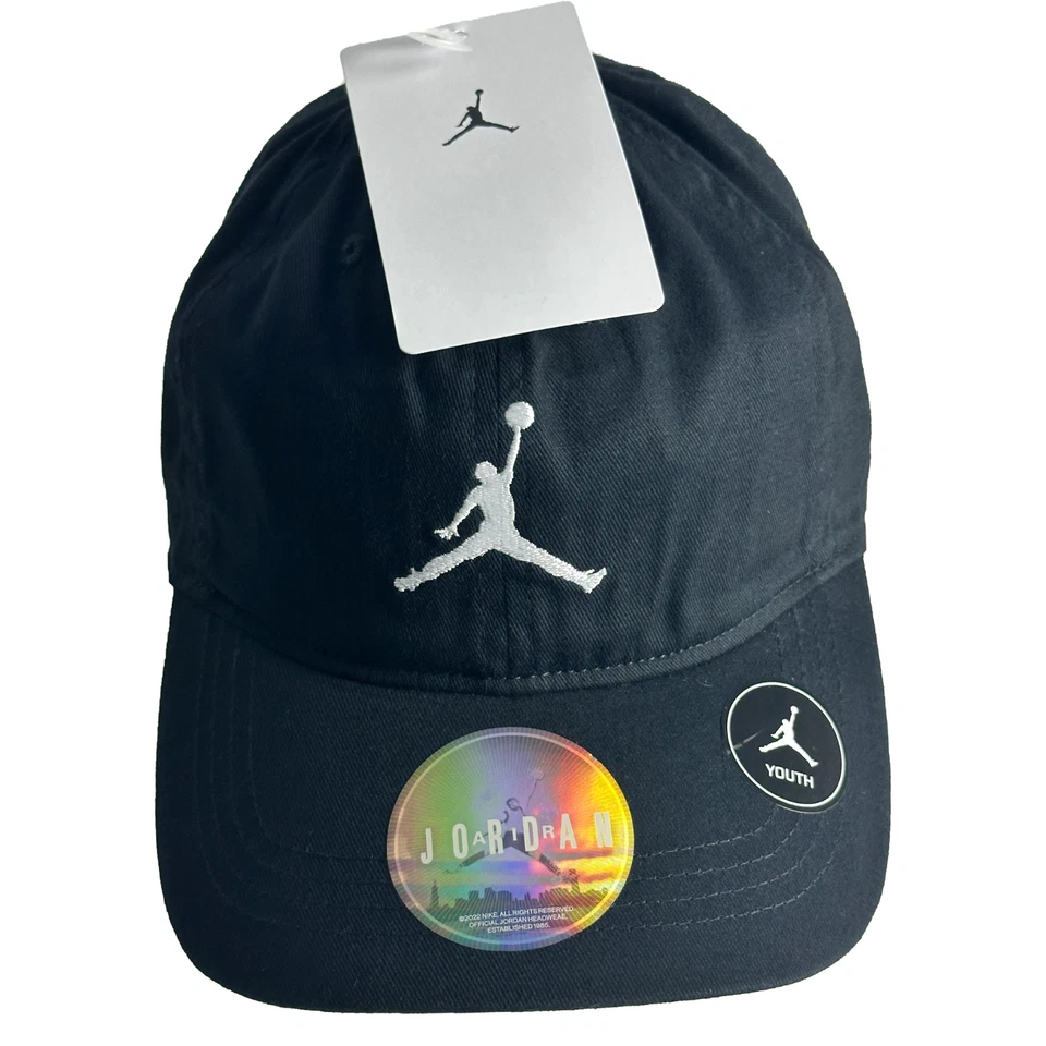 Nike Air Jordan Hat Jumpman Youth Strap Back Cap - 8-20 - Black/White 9A0570-F66