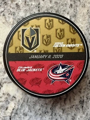 VEGAS GOLDEN KNIGHTS COLUMBUS BLUE JACKETS 01-11-2020 LE MATCHUP PUCK  NHL - Image 1 of 4