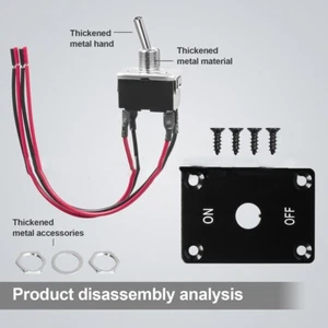 Compact Latching Rocker Toggle Switch with Connecting Wires and Screws - Picture 1 of 9
