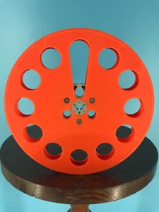 Burlington Recording 1/4"x7" ORANGE Trident Plastic Reel White Box-Round Windows - Picture 1 of 5