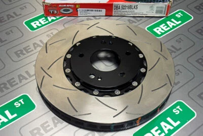 DBA 5000 Slotted 2 Piece Front Brake Rotor Black Hat Evo 5 6 7 8 VIII 9 IX 00-06 - Image 1 of 4