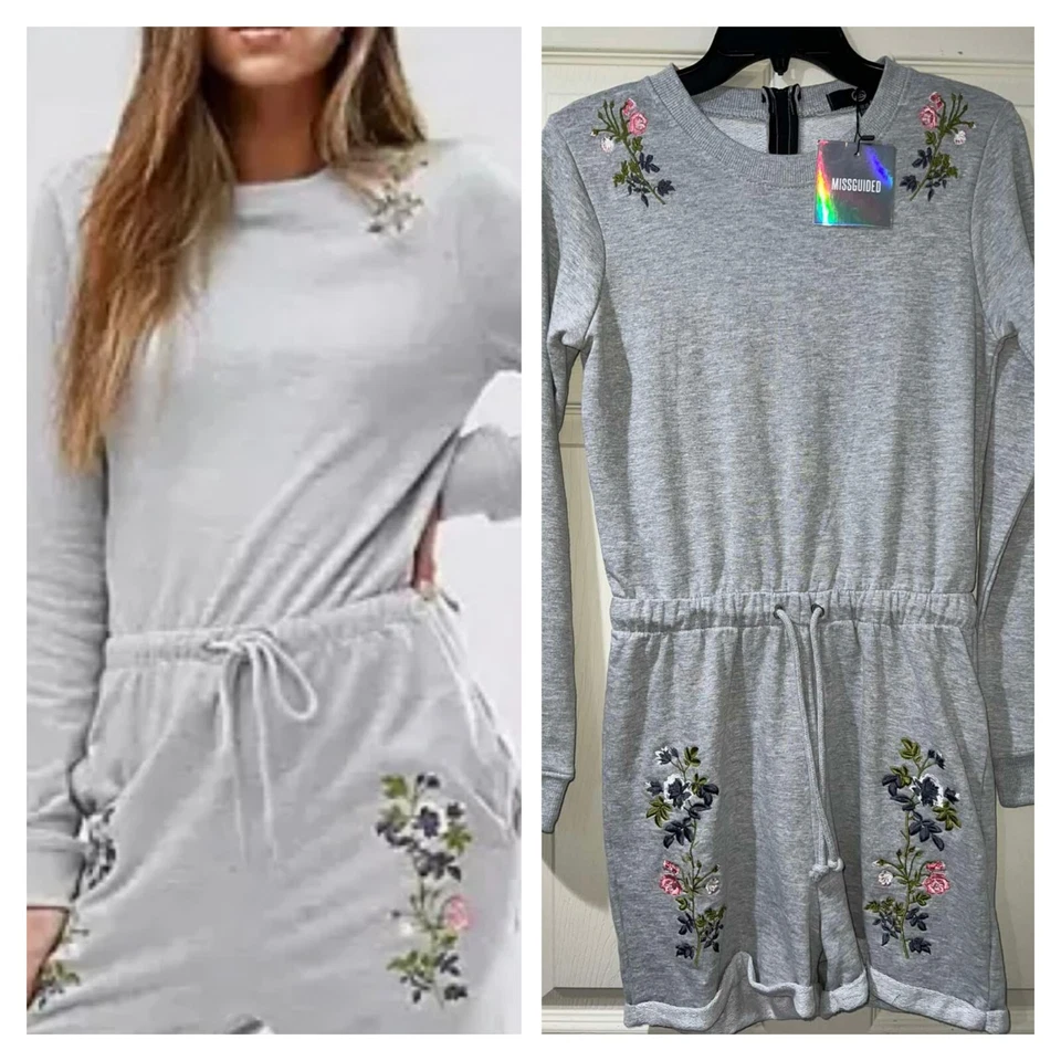 Missguided серый вышитый длинным рукавом Детский комбинезон серый размер 6 - Изображение 1 из 4