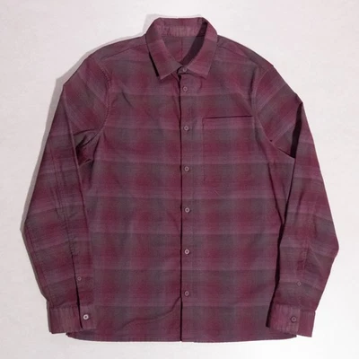 Lululemon Brushed Woven Overshirt Flannel Button Shirt Burgundy Men's L (23x30) - Image 1 of 4