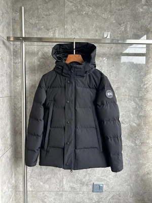 ♚Capuz removível masculino Black Canada Goose Wyndham quente e à prova de vento etiqueta preta - Imagem 1 de 4