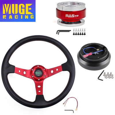 14" Red Steering Wheel+Quick Release+Hub Adapter For Mitsubishi Eclipse Impreza Foto 1 de 4
