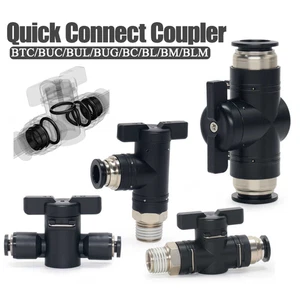Pneumatic Push Fit Ball Valve Quick Push to Connect Coupler Manual Shut-Off - Picture 1 of 70