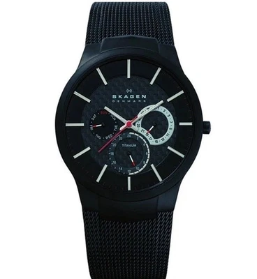 Skagen Multifunction Titanium Mesh Band Black Dial Men's Watch 809XLTBB - Image 1 of 3