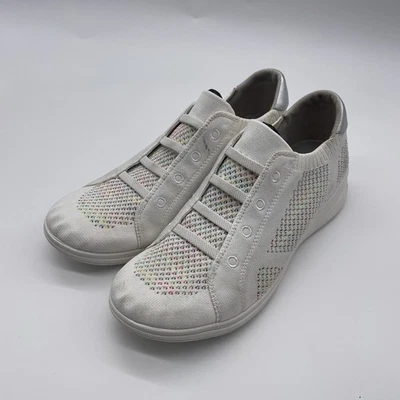 Bzees Women's Golden Knit Sneakers White Slip On Side 10 W - Image 1 of 4