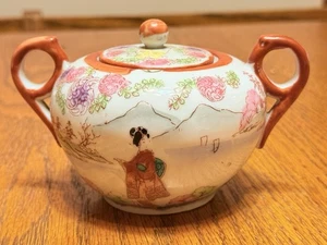 Vintage Antique Nippon Royal Kaga Geisha Girl Japanese Bowl Sugar Bowl With Lid - Picture 1 of 7