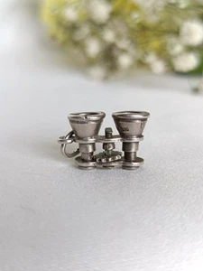Vintage 1940's Sterling Silver Articulated Moving Binoculars Charm Or Pendant - Picture 1 of 7