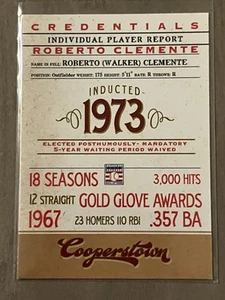 Tarjeta de credenciales Roberto Clemente 2012 Panini Cooperstown. Piratas de Pittsburgh - Imagen 1 de 2