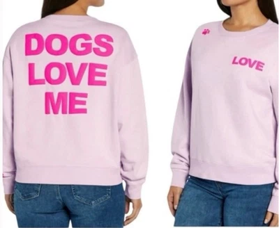 Sudadera Pullover Wildfox Para Mujer Mediana Lavanda "Dogs Love Me" Nueva con Etiquetas Cuello Redondo Foto 1 de 4