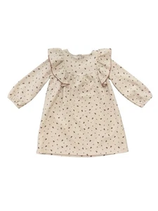 Zara Kids Girls Floral dress With Cute Ruffle Collar Size 4-5T Beige & Burgundy - Picture 1 of 8