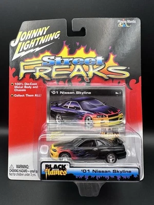 Johnny Lightning (2004) Street Freaks ‘01 Nissan Skyline 1:64 Black Flames Car - Image 1 of 2
