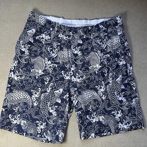 RLX Ralph Lauren Golf Casual Shorts Blue White Koi Fish Size 36 Inseam 10" EUC - Picture 1 of 6