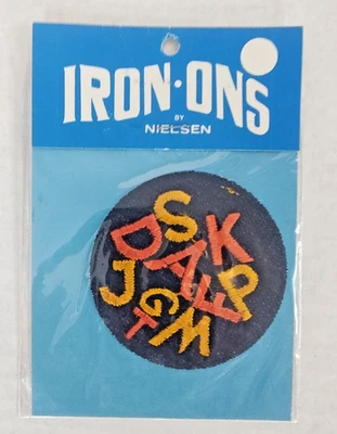 Vintage Mod Letters Jumbled Iron On Patch 1970s Iron-Ons by Nielsen NIP NOS - Image 1 of 3