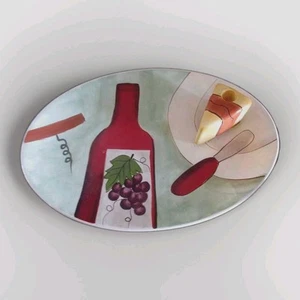 Käse-/Leckerbissenplatte mit Messer-/Zahnstocherhalter von Clay Art 11,5" x 8" - Bild 1 von 5