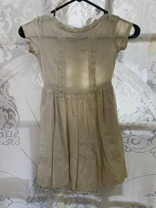 Vintage Beige Hand Made Waist Band Little Girls Dress  - Picture 1 of 3