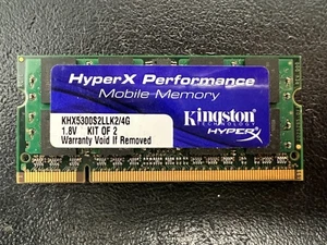 Kingston Hyper X Performance 2GB DDR2 SODIMM PC2-5300 RAM 1/2 KHX5300S2LLK2/4G - Picture 1 of 3