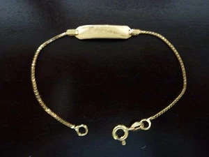 Solid 18K Yellow Gold Childs ID Bracelet - Picture 1 of 10