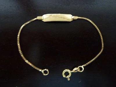 Solid 18K Yellow Gold Childs ID Bracelet - Image 1 of 4