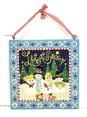 Arte de pared muñeco de nieve de resina tinta ME "Let It Snow" - 8" x 8" Foto 1 de 4