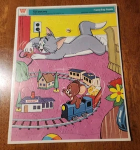Vintage Tom & Jerry Train Set Whitman Frame Tray Puzzle 1971 New Sealed - Picture 1 of 4
