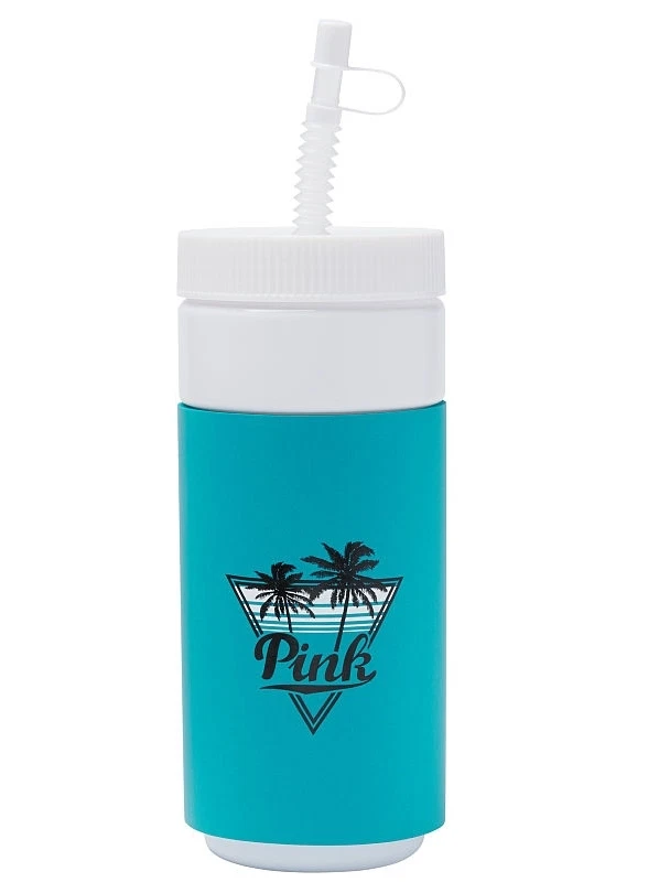 Victoria's Secret Pink BLUE Water Bottle 32oz Flexible Straw Insulated - Image 1 of 1