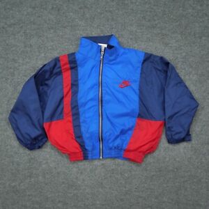Vintage Nike Jacket Youth Small 8 Blue Red Windbreaker Track Colorblock 90s