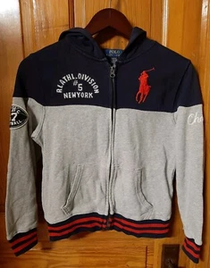 Polo Ralph Lauren grauer Hoodie mit durchgehendem Reißverschluss Jugend Medium (10-12) New York Division - Bild 1 von 7