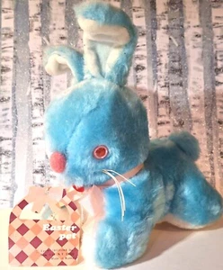 Vintage Easter Unlimited Blue 7.5" Bunny Plush Pink Eye Bendy Ears With Tag - Picture 1 of 9