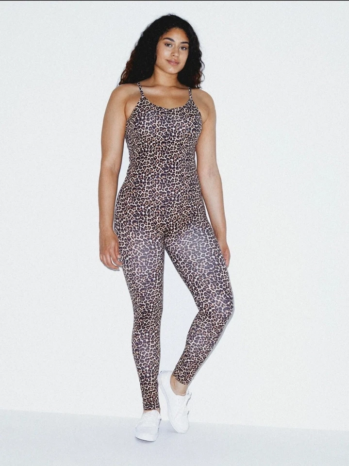 NEW Case 36 American Apparel Women's Cotton Spandex Sleeveless Unitard Cheetah M - Image 1 of 4